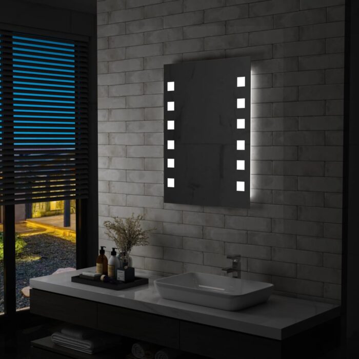 Miroir mural à LED pour salle de bains 60x80 cm – Image 1