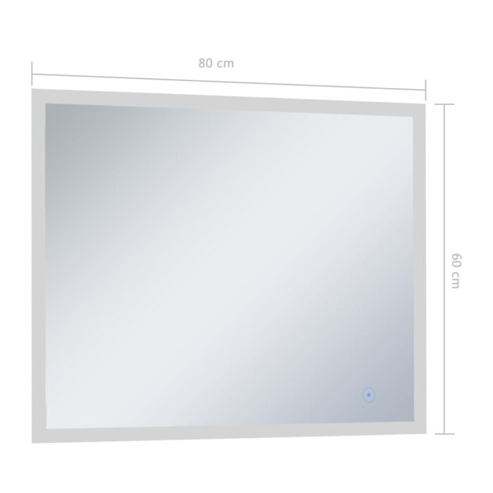 Miroir mural à LED de salle de bain et capteur tactile 80x60 cm – Image 6
