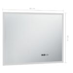 Miroir à LED et capteur tactile et affichage d'heure 80x60 cm – Image 5