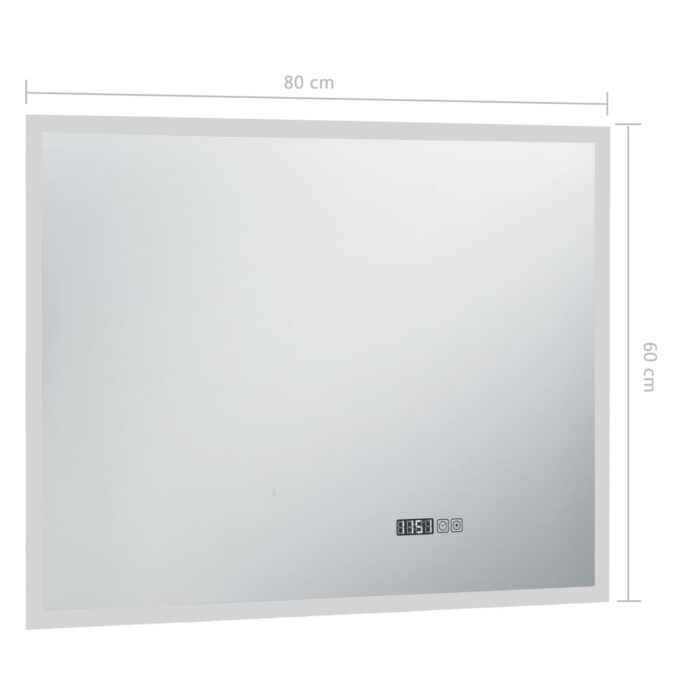 Miroir à LED et capteur tactile et affichage d'heure 80x60 cm – Image 5