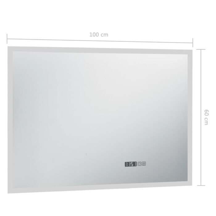 Miroir à LED et capteur tactile et affichage d'heure 100x60 cm – Image 5