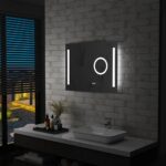 Miroir mural à LED de salle de bain et capteur tactile 80x60 cm
