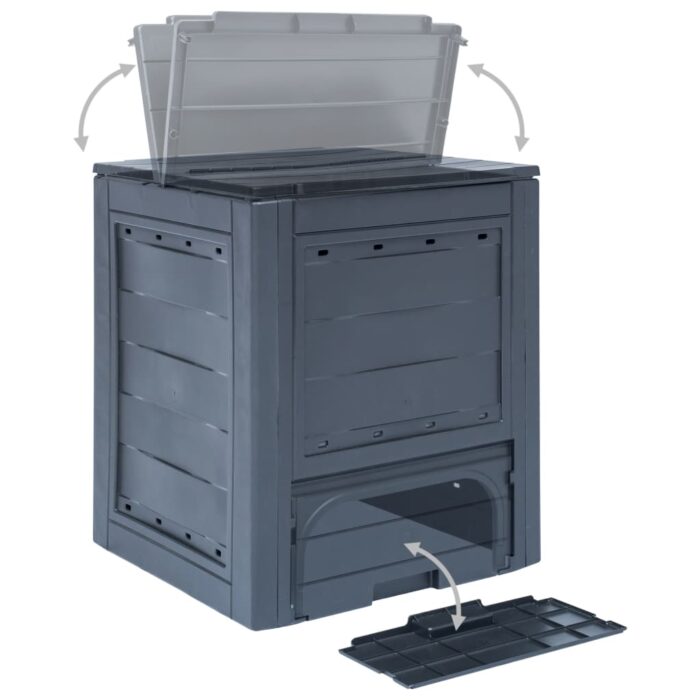 Bac à compost de jardin Gris 60x60x73 cm 260 L – Image 4