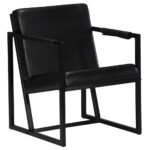 Fauteuil noir cuir véritable