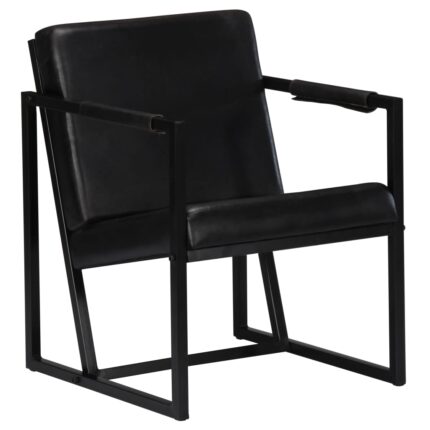 Fauteuil noir cuir véritable