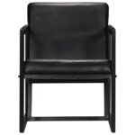 Fauteuil noir cuir véritable – Image 3