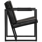 Fauteuil noir cuir véritable – Image 4
