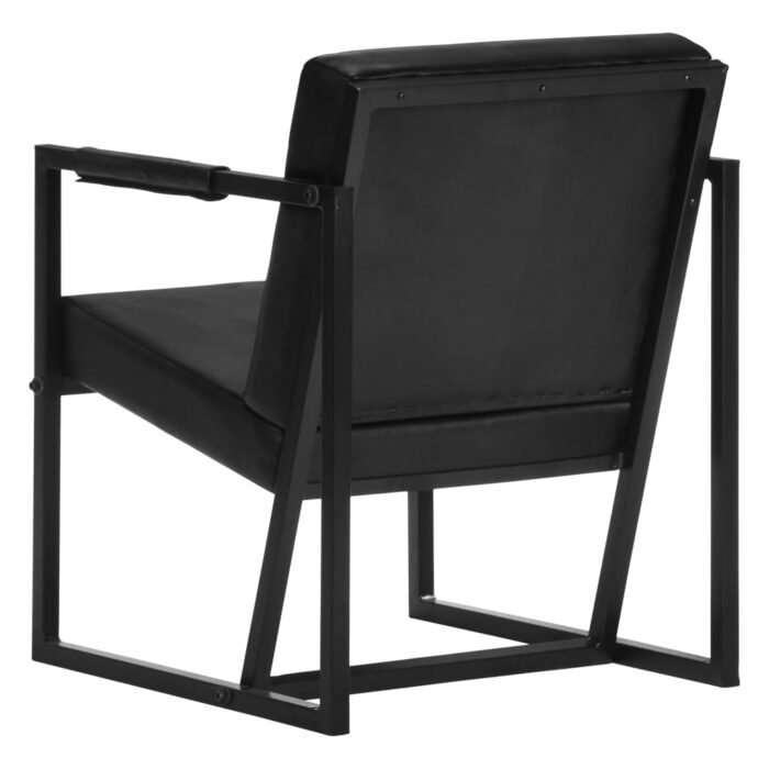 Fauteuil noir cuir véritable – Image 5
