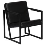 Fauteuil noir cuir véritable – Image 6