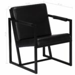 Fauteuil noir cuir véritable – Image 7