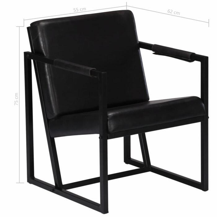 Fauteuil noir cuir véritable – Image 7