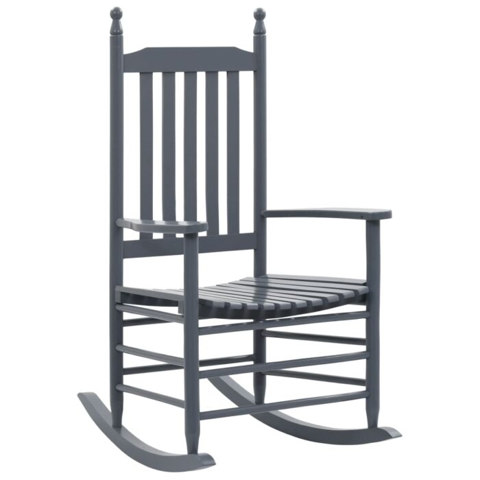 Chaise à bascule avec siège incurvé Gris Bois de peuplier – Image 1