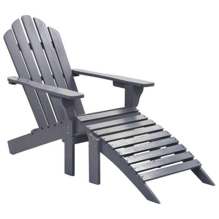 Chaise de jardin avec pouf Bois Gris – Image 1