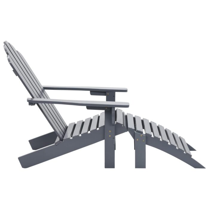 Chaise de jardin avec pouf Bois Gris – Image 2