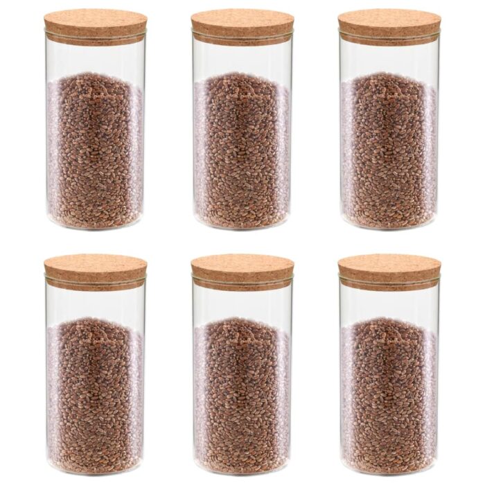VXL8719883557779_m_en_hd_1.jpg 6pcs Pots de conservation en verre et couvercle en liège 1100ml – Image 1