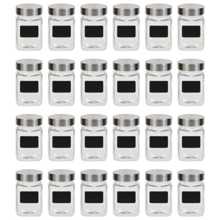 Pots de conservation avec autocollant 24 pcs 300 ml