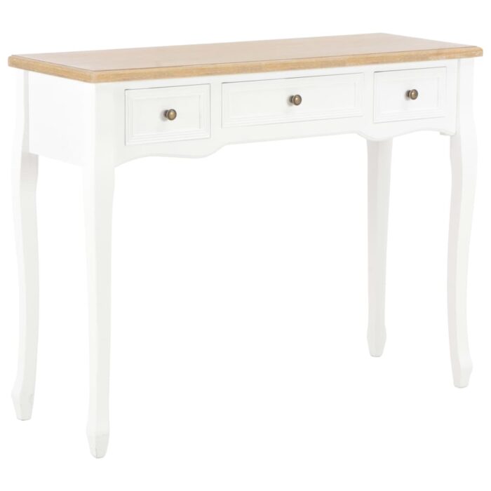 Table de console et coiffeuse avec 3 tiroirs Blanc – Image 1