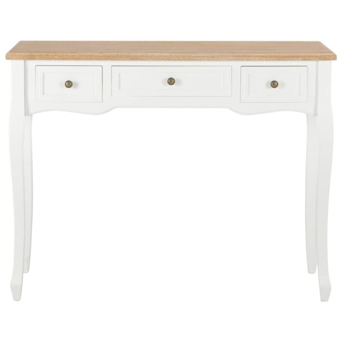 Table de console et coiffeuse avec 3 tiroirs Blanc – Image 2