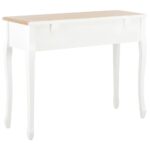 Table de console et coiffeuse avec 3 tiroirs Blanc – Image 4