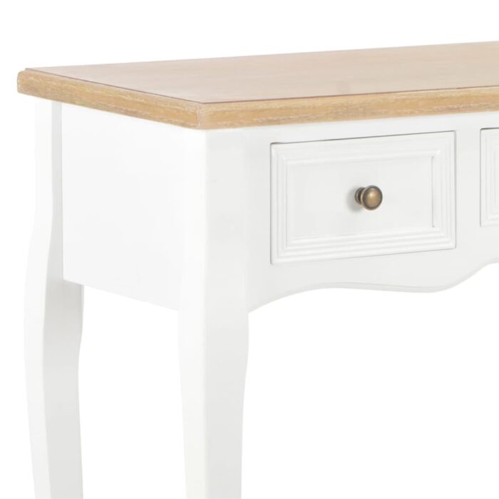 Table de console et coiffeuse avec 3 tiroirs Blanc – Image 5