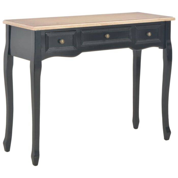 Table de console et coiffeuse avec 3 tiroirs Noir – Image 1