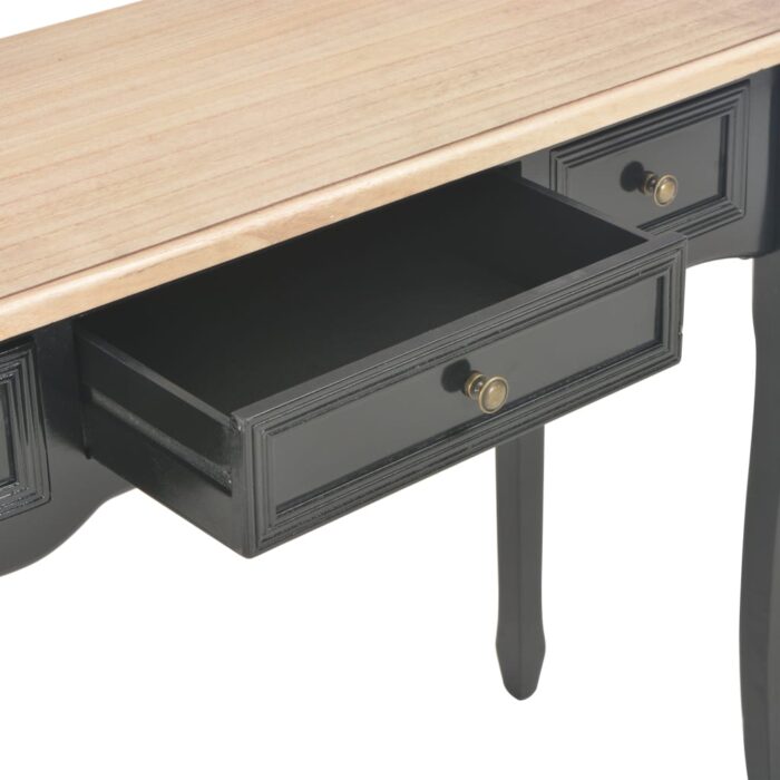 Table de console et coiffeuse avec 3 tiroirs Noir – Image 6