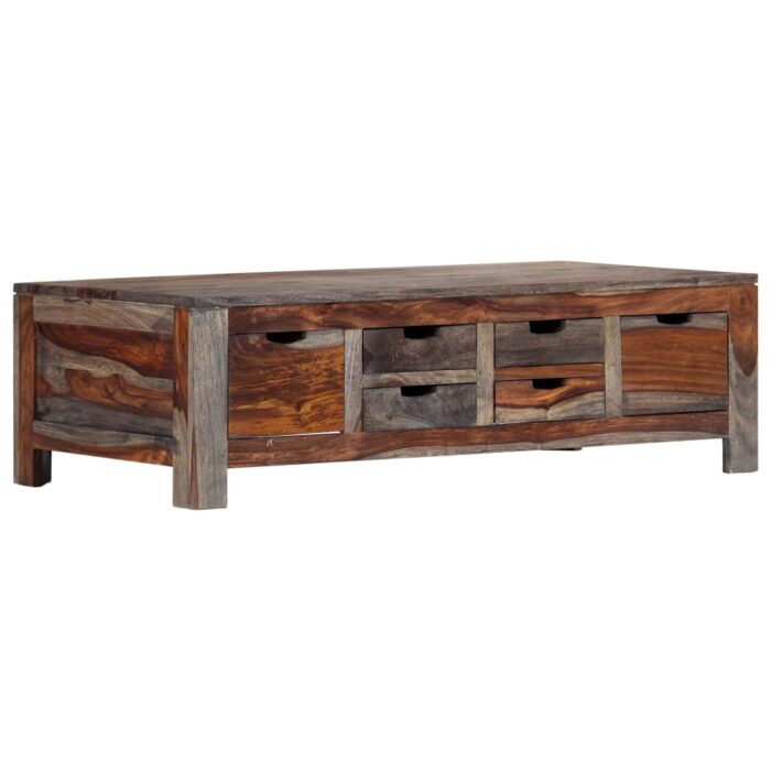 Table basse Gris 100x50x30 cm Bois massif – Image 10