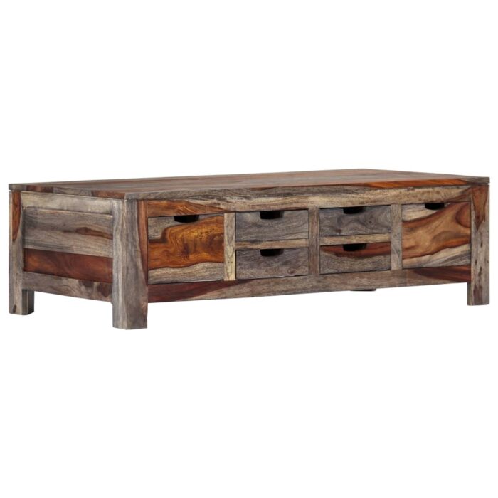 Table basse Gris 100x50x30 cm Bois massif – Image 11