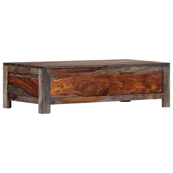 Table basse Gris 100x50x30 cm Bois massif – Image 5