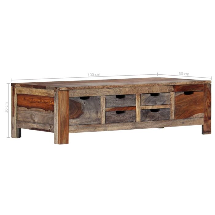 Table basse Gris 100x50x30 cm Bois massif – Image 7