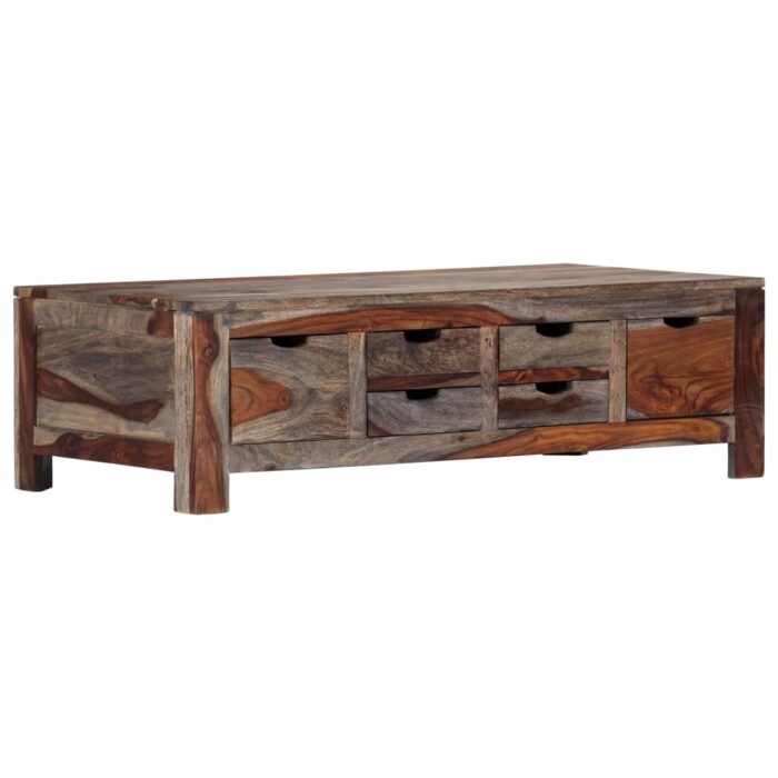 Table basse Gris 100x50x30 cm Bois massif – Image 8