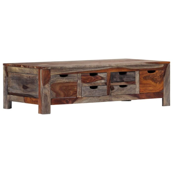 Table basse Gris 100x50x30 cm Bois massif – Image 9