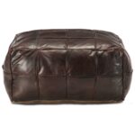 Pouf 60 x 60 x 30 cm Marron foncé Cuir véritable de chèvre – Image 2