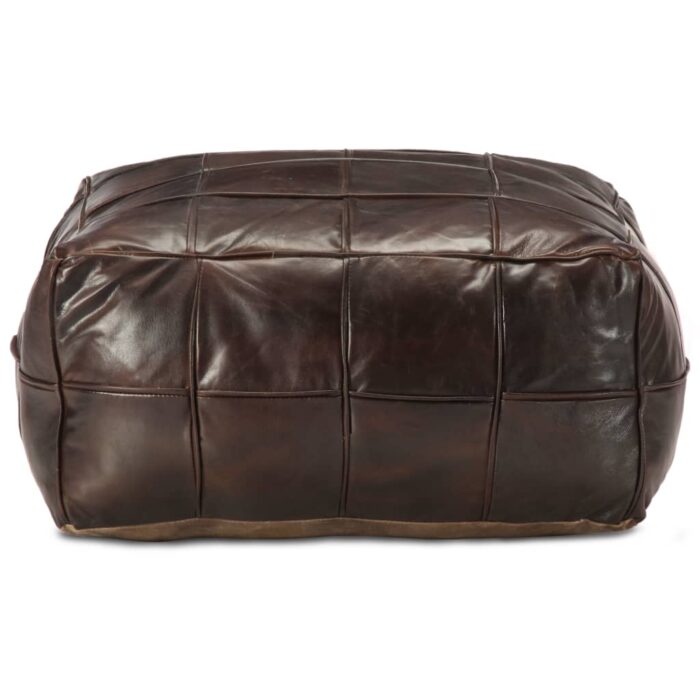 Pouf 60 x 60 x 30 cm Marron foncé Cuir véritable de chèvre – Image 2