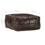 Pouf 60 x 60 x 30 cm Marron foncé Cuir véritable de chèvre – Image 3