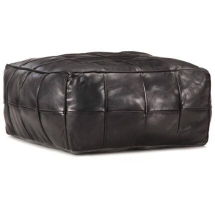 Pouf 60 x 60 x 30 cm Noir Cuir véritable de chèvre
