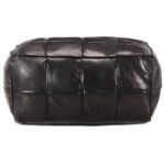 Pouf 60 x 60 x 30 cm Noir Cuir véritable de chèvre – Image 2