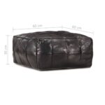 Pouf 60 x 60 x 30 cm Noir Cuir véritable de chèvre – Image 3