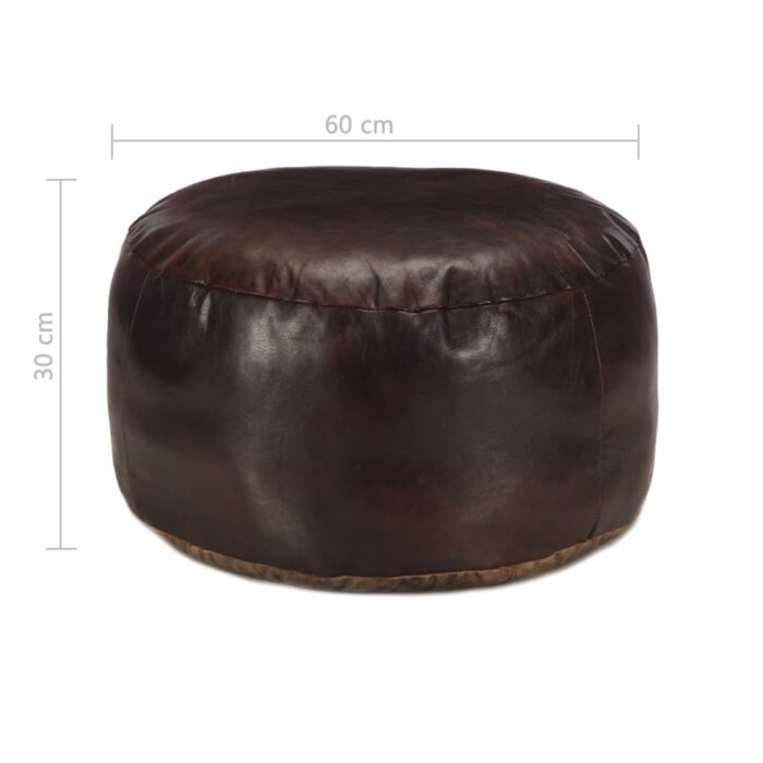 Pouf 60 x 30 cm Marron foncé Cuir véritable de chèvre – Image 2