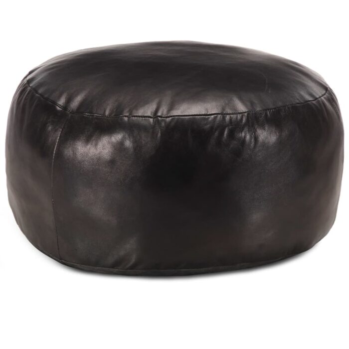 Pouf 60 x 30 cm Noir Cuir véritable de chèvre – Image 1