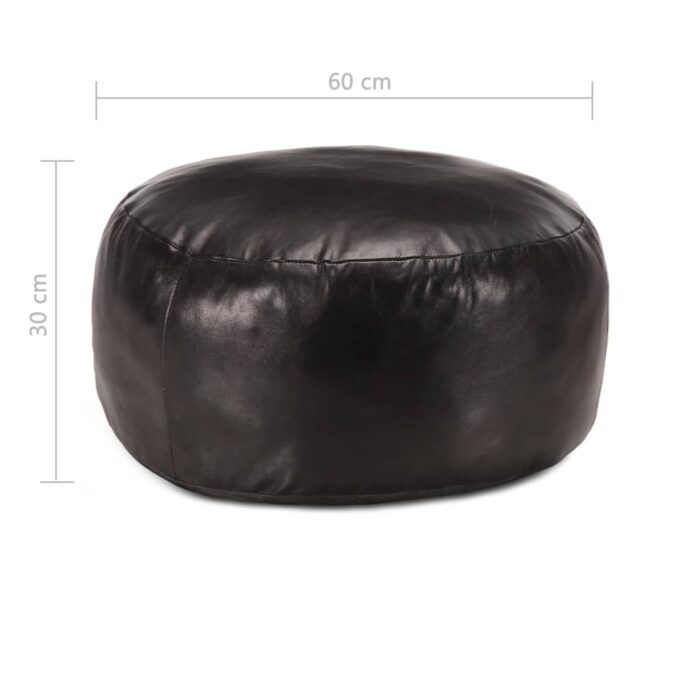 Pouf 60 x 30 cm Noir Cuir véritable de chèvre – Image 2