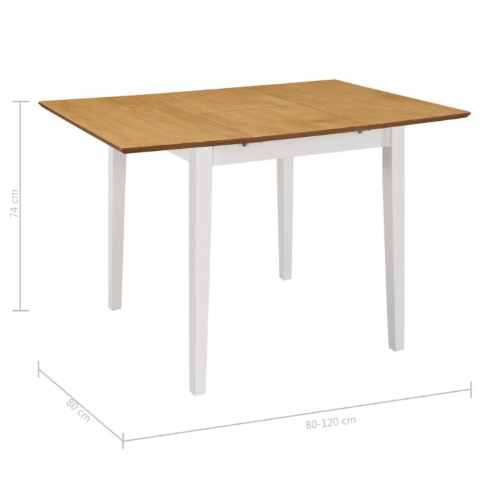Table à manger extensible Blanc (80-120)x80x74 cm MDF – Image 5