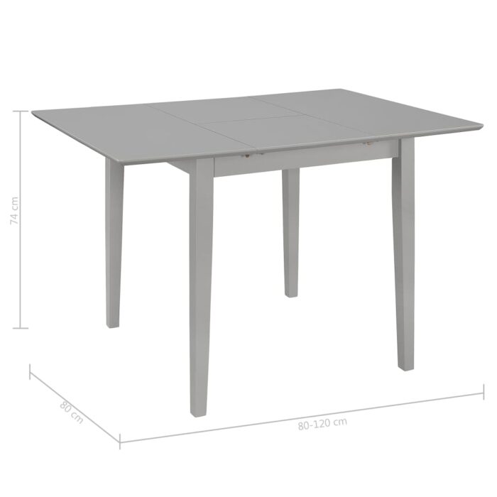 Table à dîner extensible Gris (80-120) x 80 x 74 cm MDF – Image 5