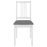 Chaises à manger avec coussins lot de 4 blanc bois solide – Image 2