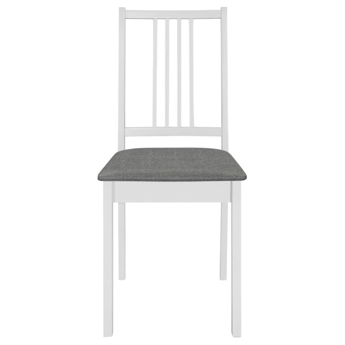 Chaises à manger avec coussins lot de 4 blanc bois solide – Image 2