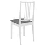 Chaises à manger avec coussins lot de 4 blanc bois solide – Image 4