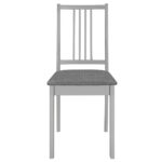 Chaises à manger avec coussins lot de 4 gris bois solide – Image 2