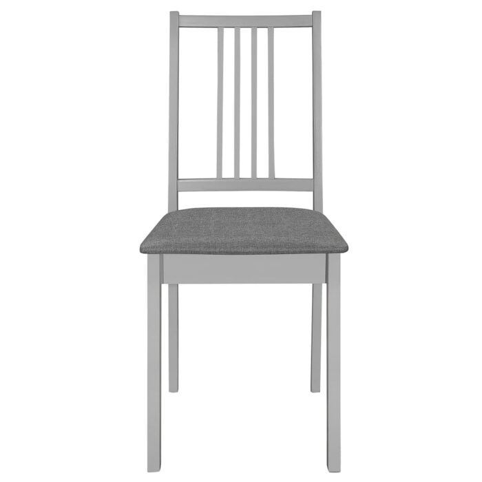 Chaises à manger avec coussins lot de 4 gris bois solide – Image 2