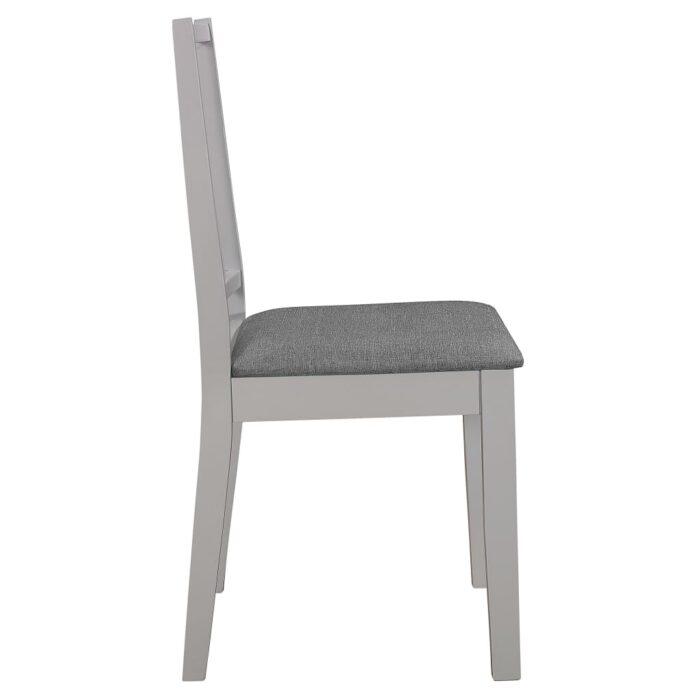 Chaises à manger avec coussins lot de 4 gris bois solide – Image 3