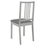 Chaises à manger avec coussins lot de 4 gris bois solide – Image 4